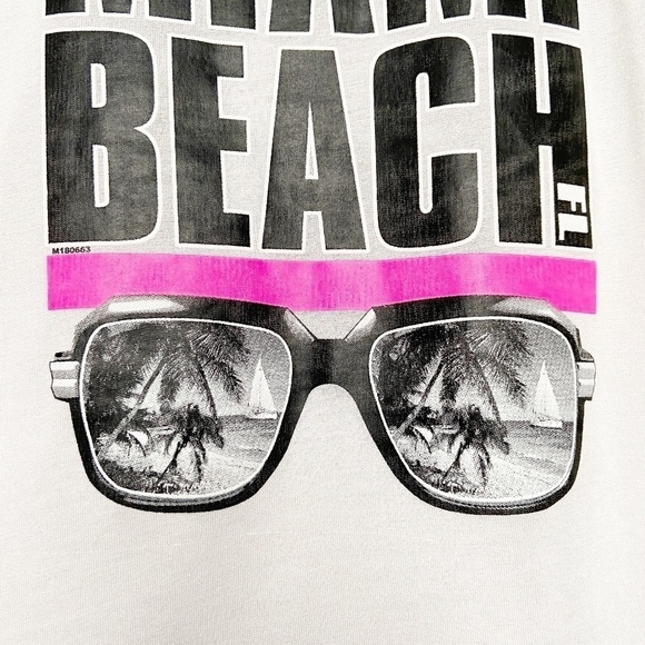 MIAMI BEACH White Graphic Racerback Tank Medium - Picture 4 of 6